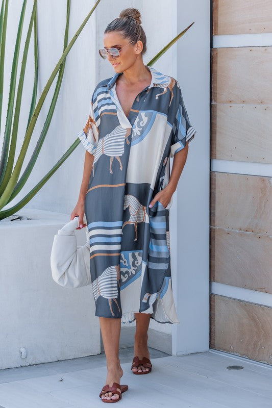 Oversized Equestrian Shirt Dress