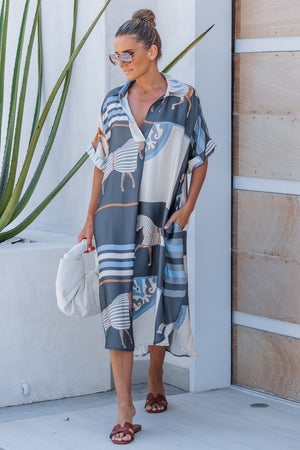 Oversized Equestrian Shirt Dress