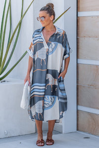 Oversized Equestrian Shirt Dress