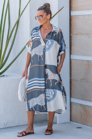 Oversized Equestrian Shirt Dress