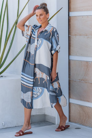 Oversized Equestrian Shirt Dress