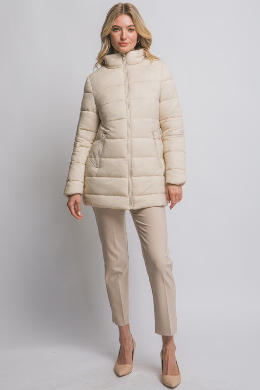 Long Cream Puffer Coat