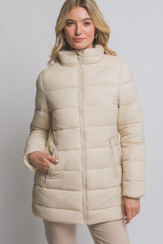 Long Cream Puffer Coat