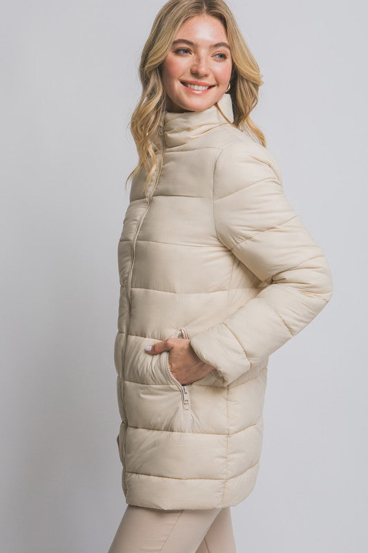 Long Cream Puffer Coat