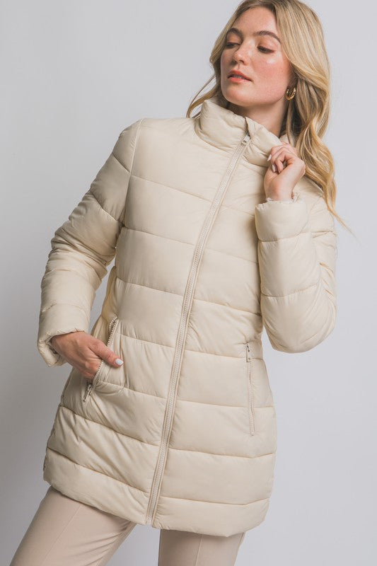 Long Cream Puffer Coat