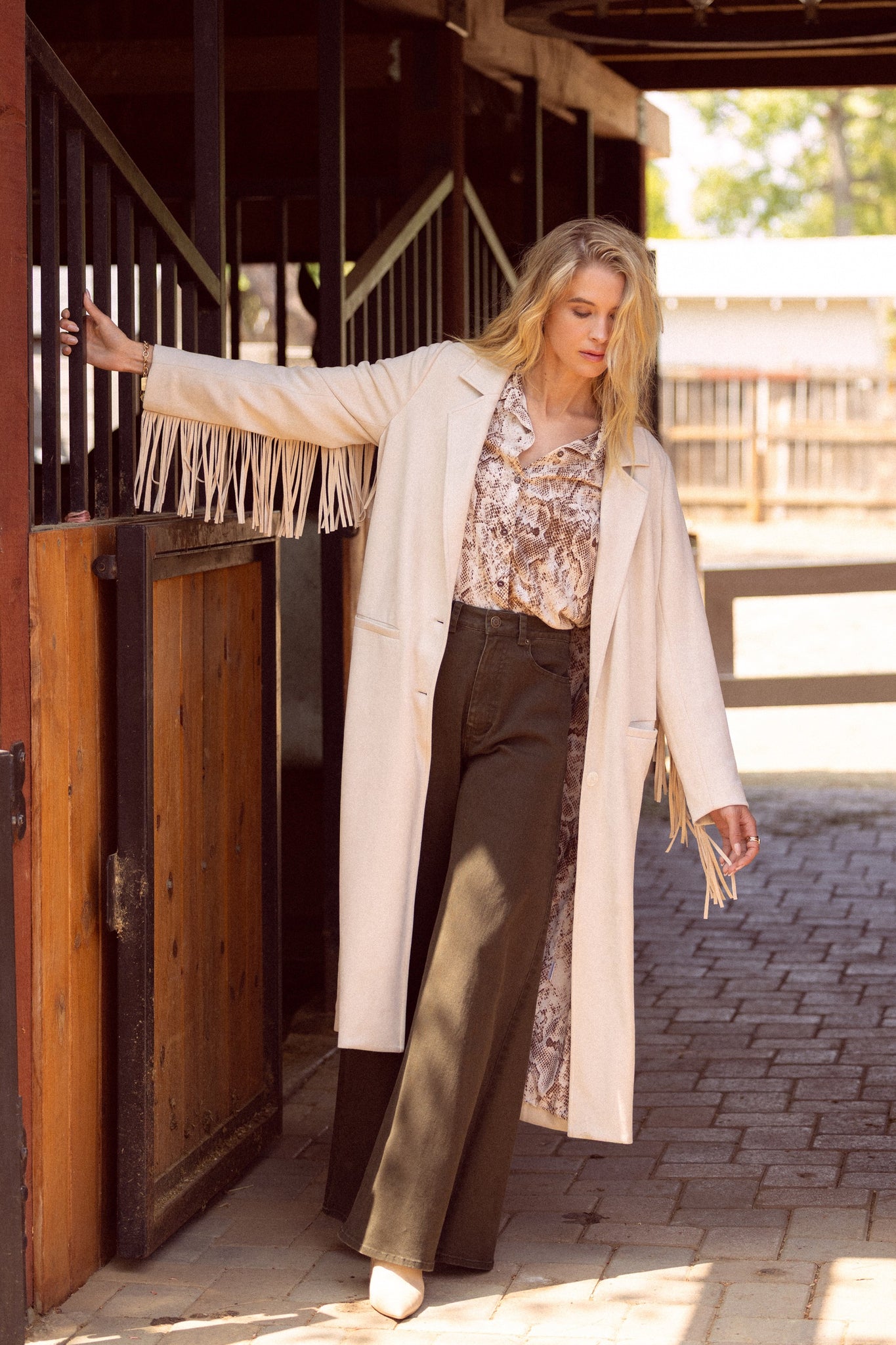 Faux Suede Fringe Coat