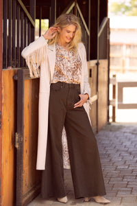Faux Suede Fringe Coat