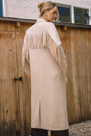 Faux Suede Fringe Coat