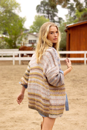 Multi Stripe Open Cardigan