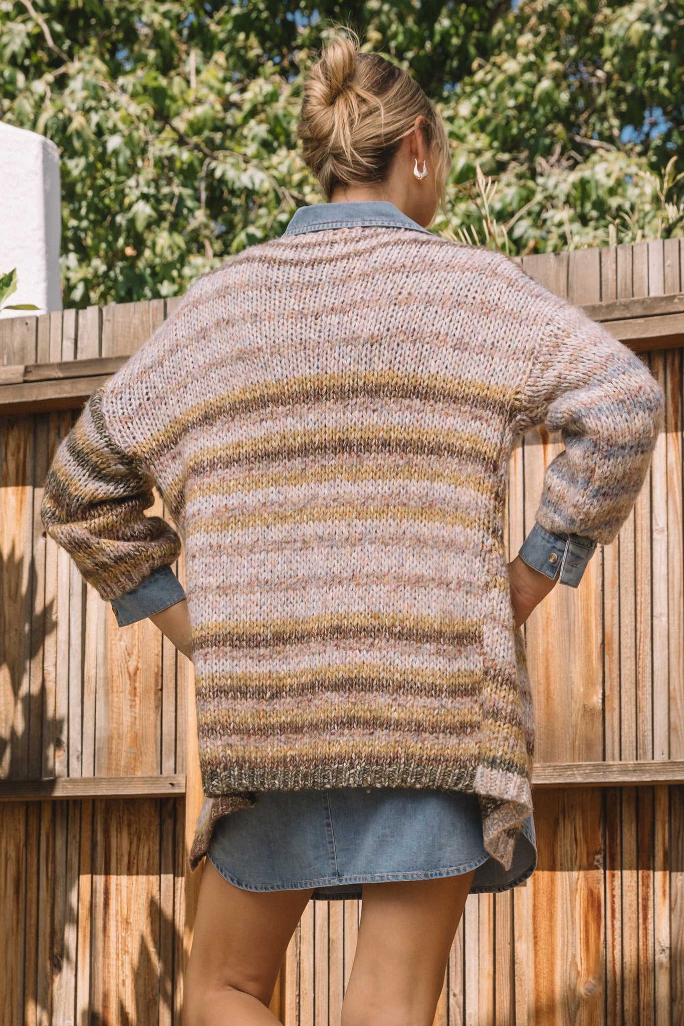 Multi Stripe Open Cardigan