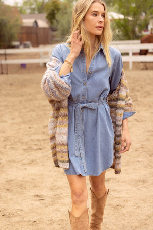 Multi Stripe Open Cardigan