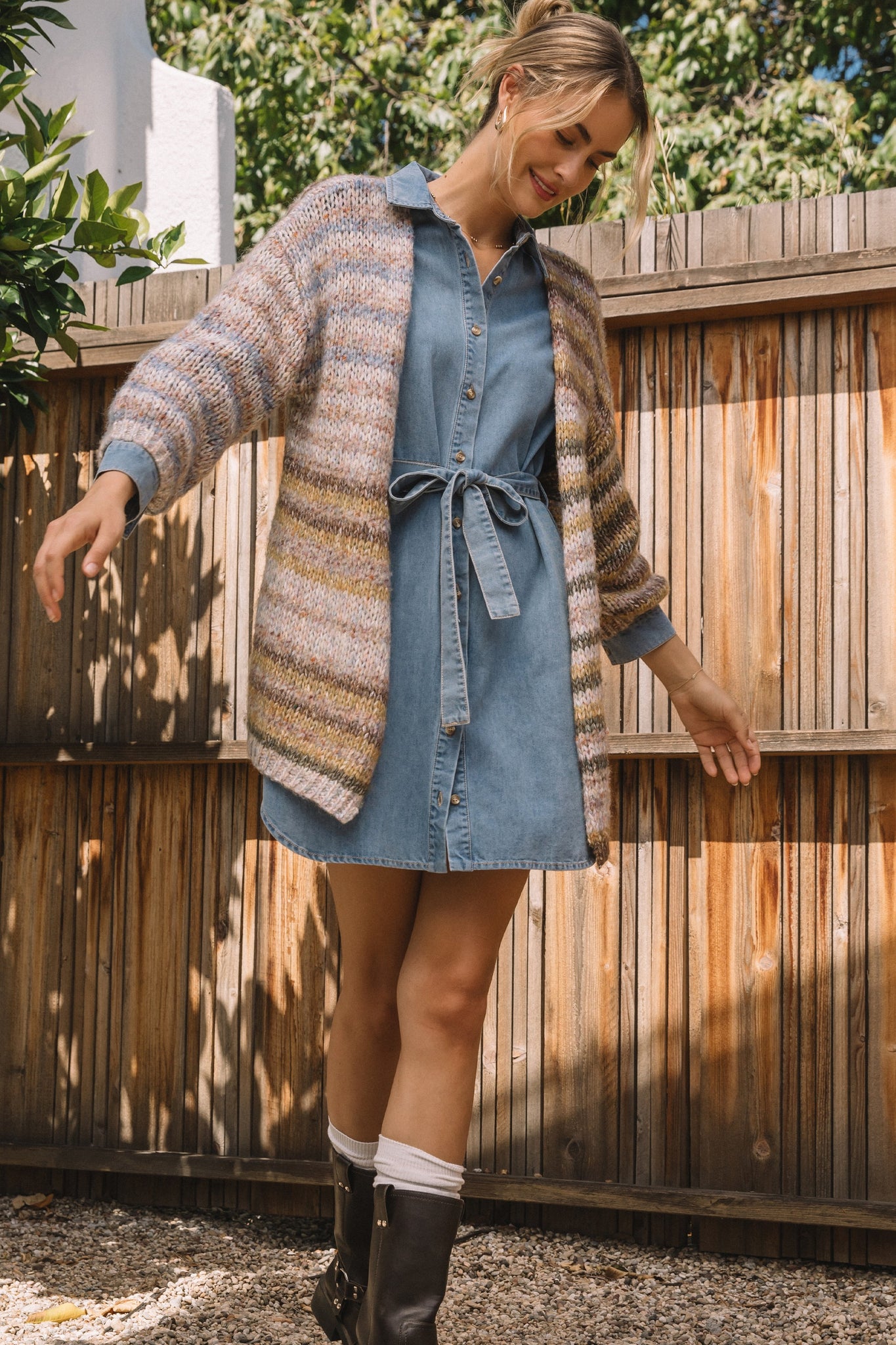 Multi Stripe Open Cardigan