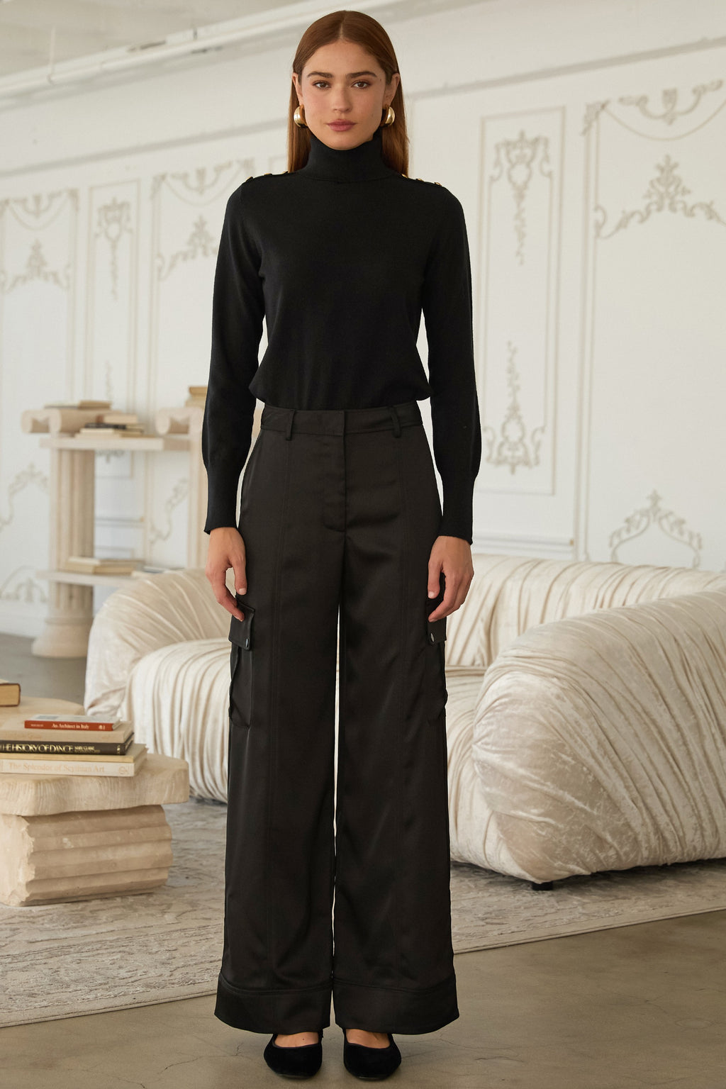 Gold Button Turtleneck Sweater