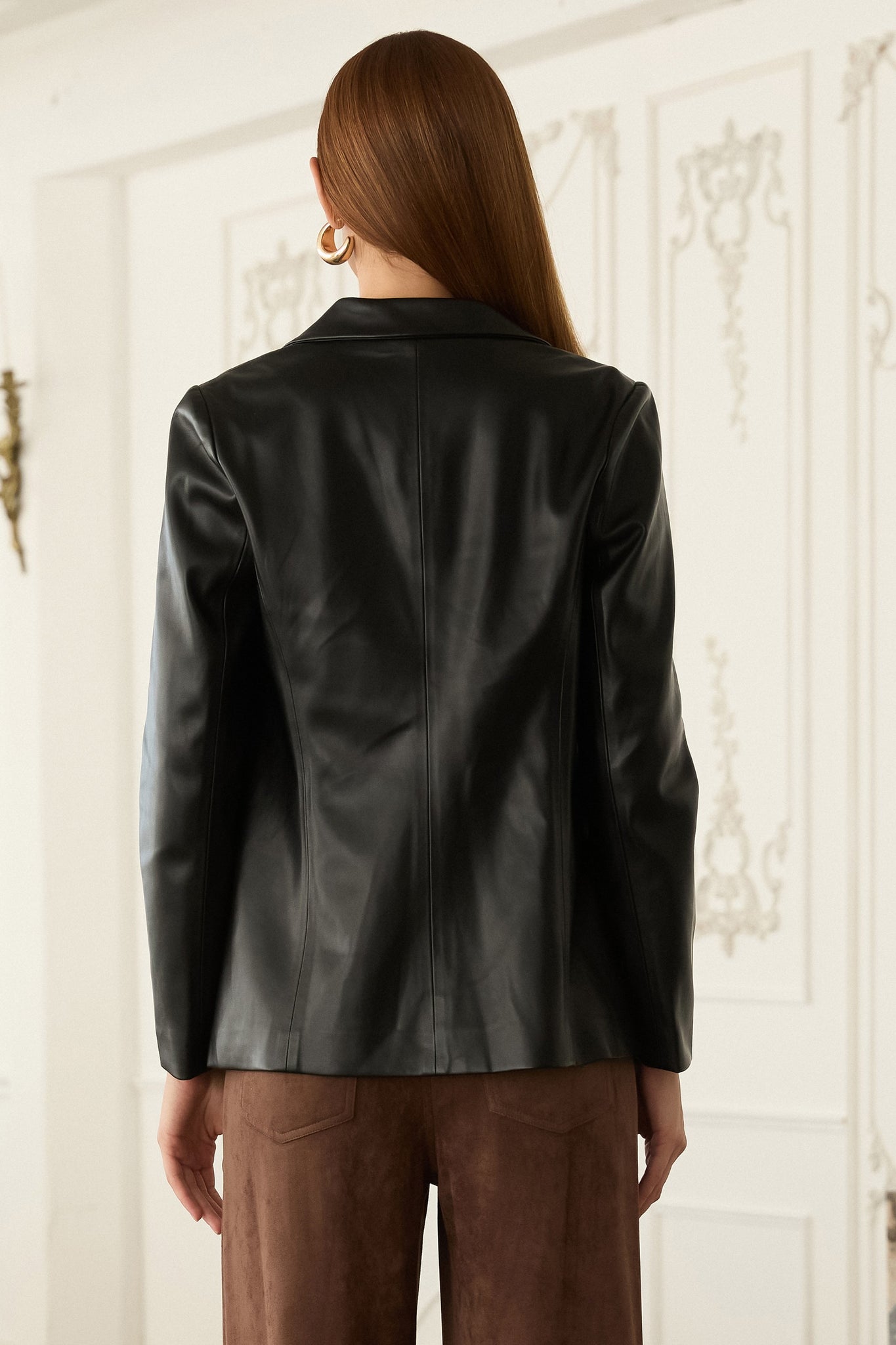 Black Faux Leather Blazer