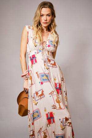Western Motif Maxi Dress
