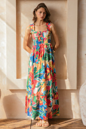 Tropical Print Maxi Dress