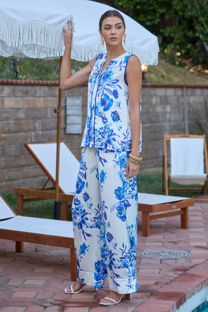 Floral Crushed Satin Sleeveless Top