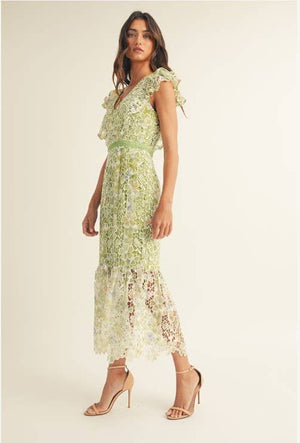 Crochet Lace Sleeveless Midi Dress
