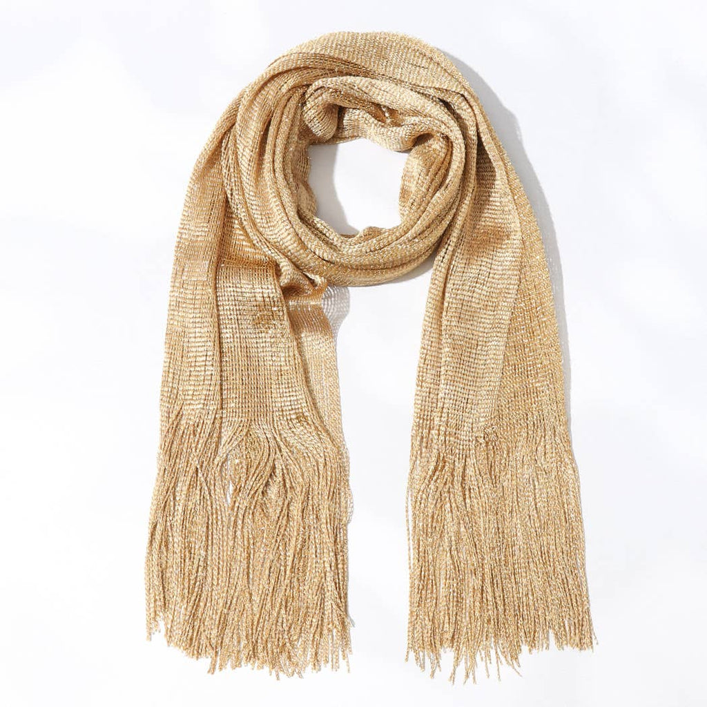 Gold Lurex Sheer Metallic Evening Scarf