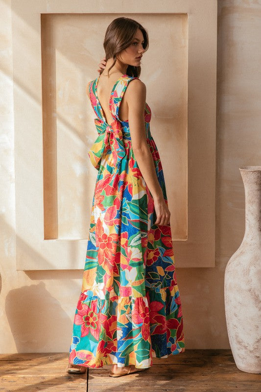 Tropical Print Maxi Dress