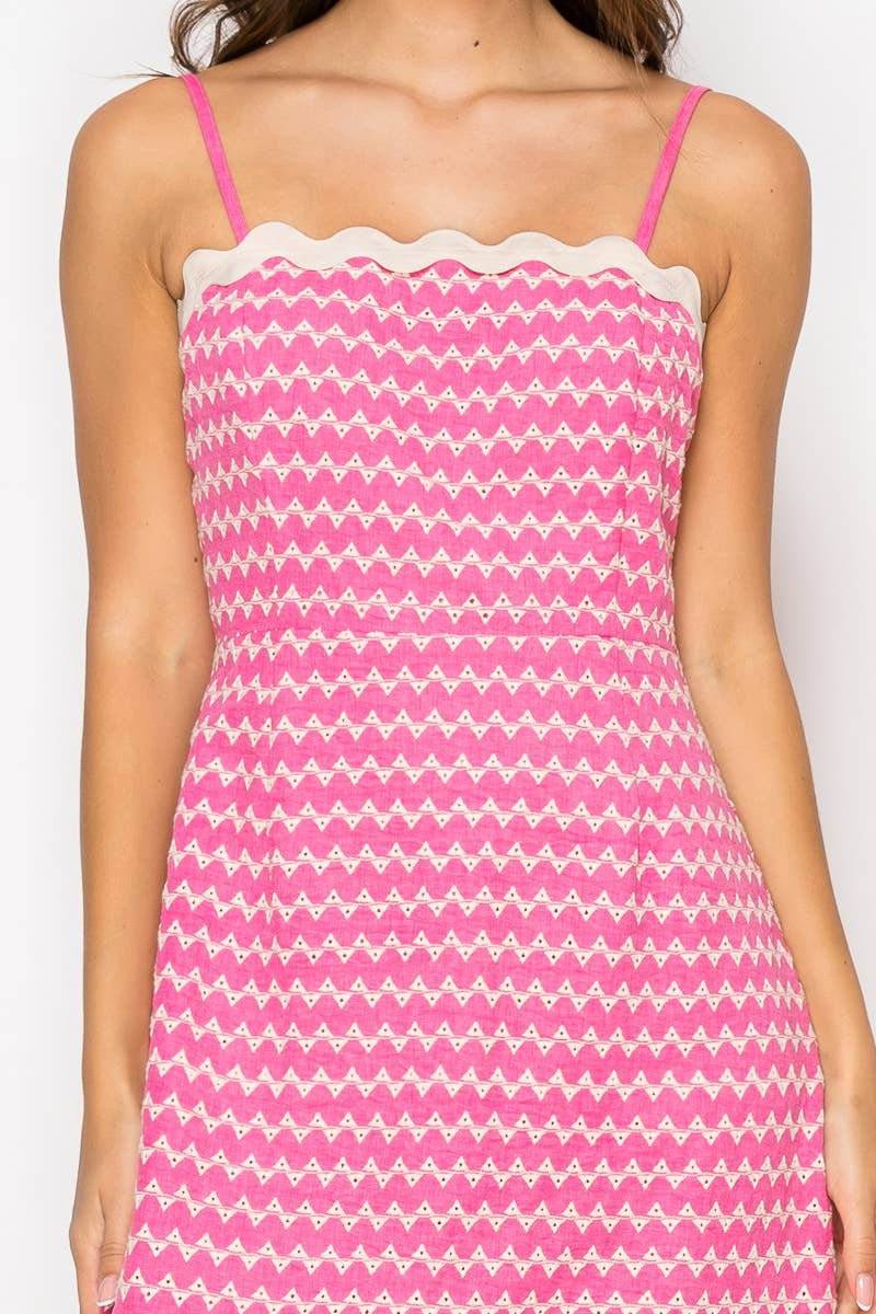 Geo Embroidery Mini Cami Dress
