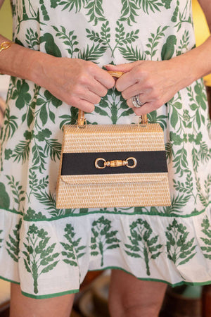 Straw Lulu with Bamboo Handle- Green