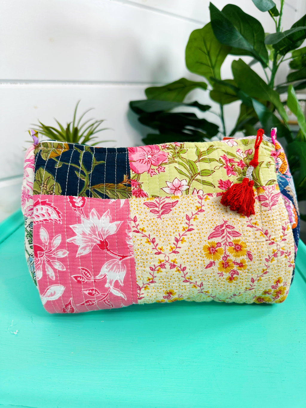 Quilted Makeup Travel Cosmetics Toiletry Bag Multi Patchwork