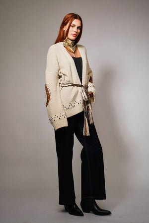Horse Belted Cardigan Sweater
