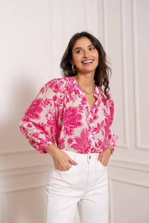 Saint Tropez Silk Blouse- Fuschia