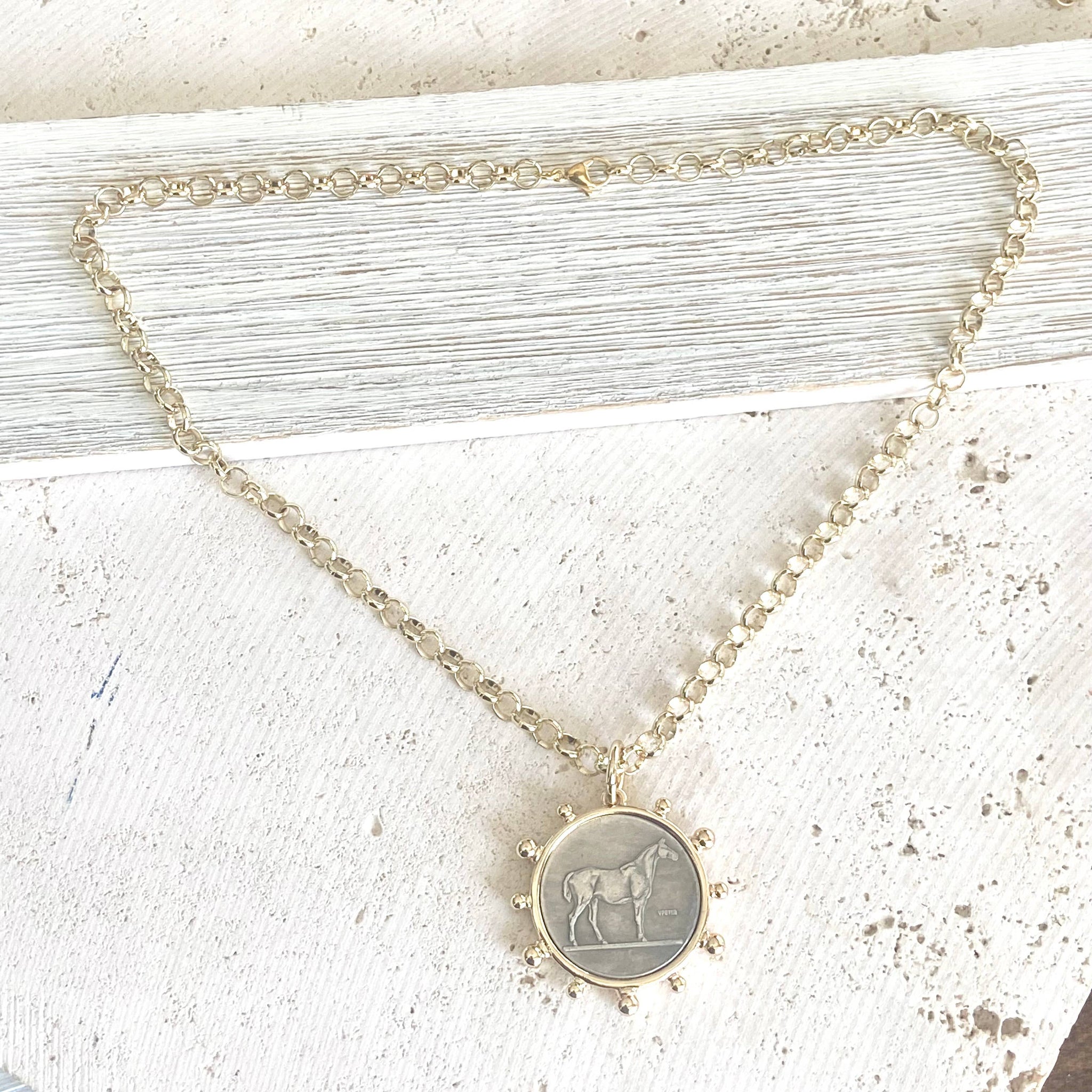 Gold Horse Coin Chain Necklace