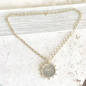 Gold Horse Coin Chain Necklace