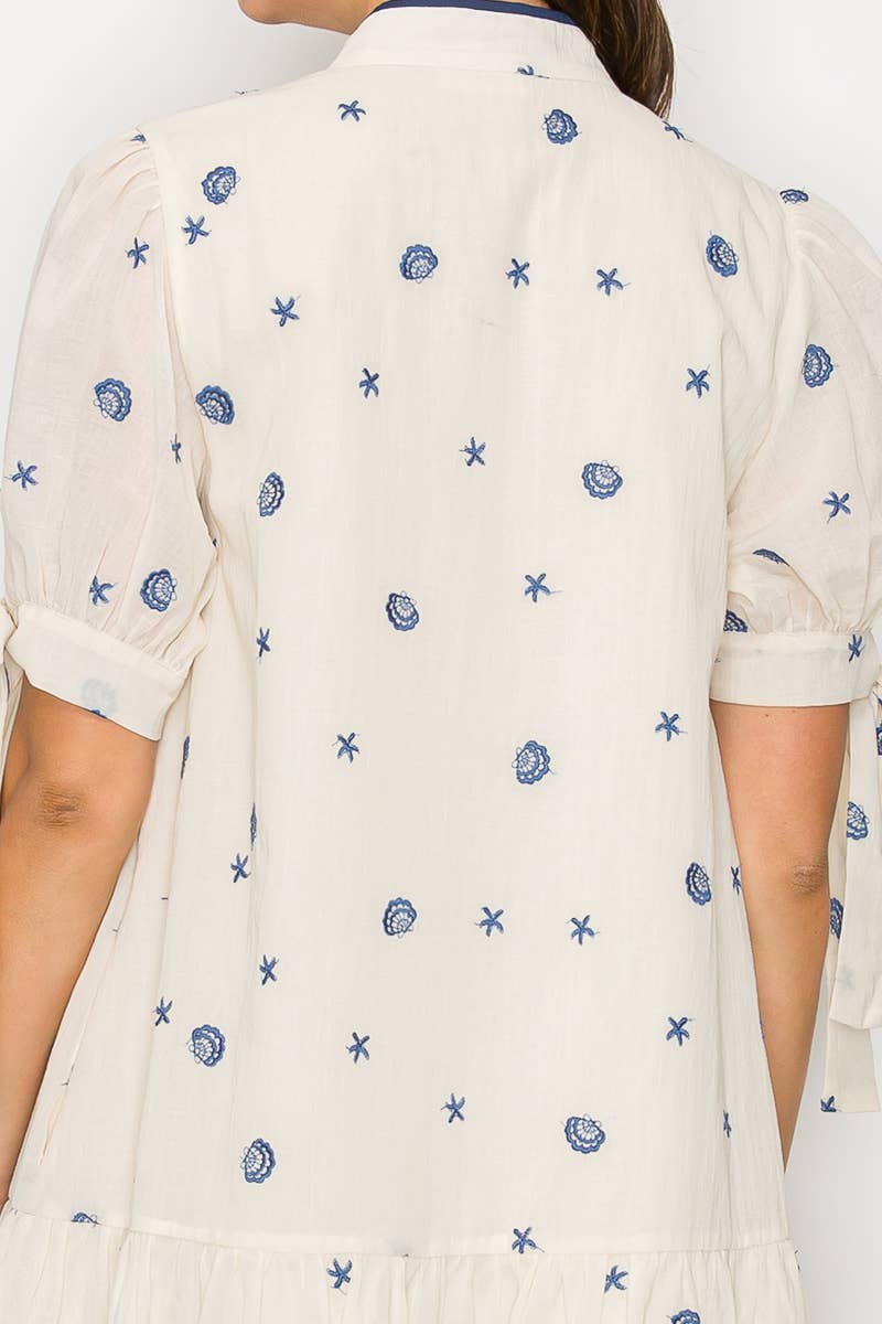 Under The Sea Embroidery Mini Dress