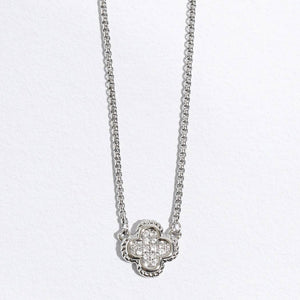 Clover CZ Pave Pendant Chain Necklace