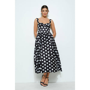 Polka Dot Bustier Midi Dress