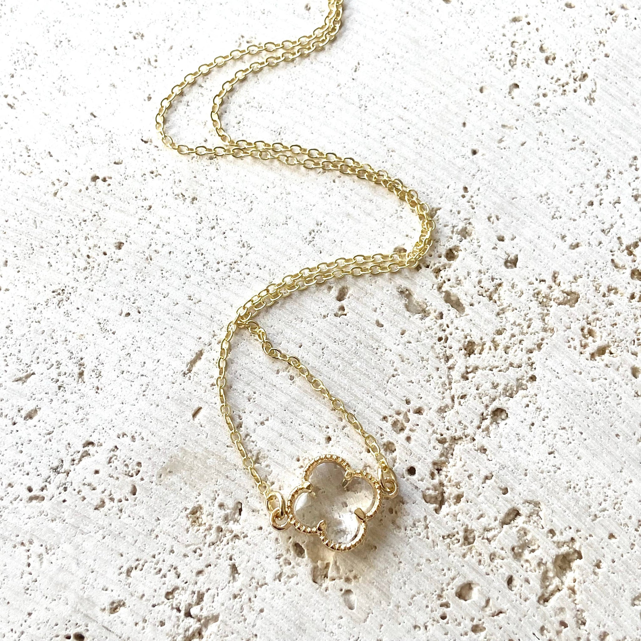 Crystal Clover Quatrefoil Necklace 