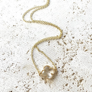 Crystal Clover Quatrefoil Necklace 