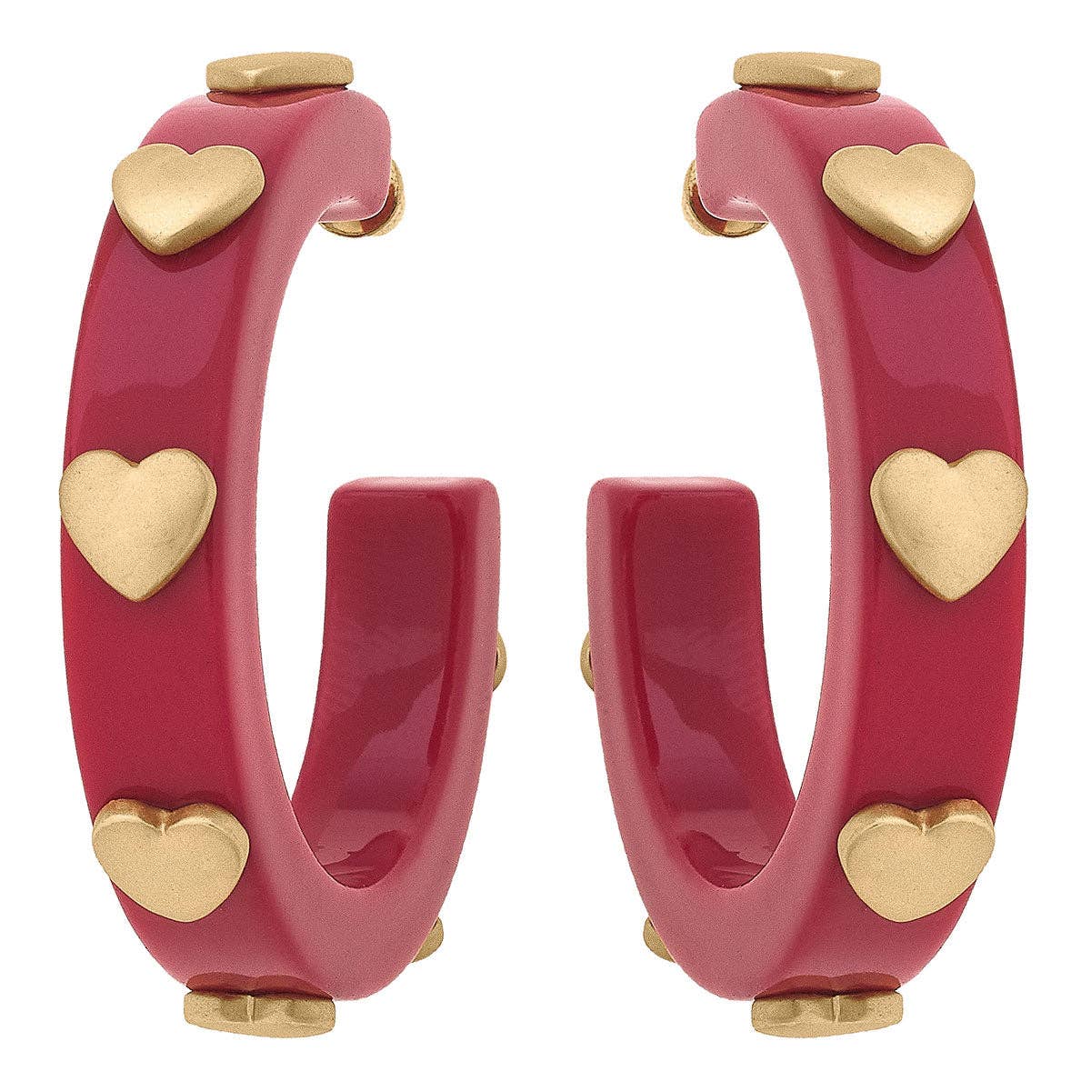 Canvas Style - Libby Heart Resin Hoop Earrings: Red