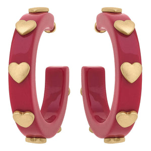 Canvas Style - Libby Heart Resin Hoop Earrings: Red