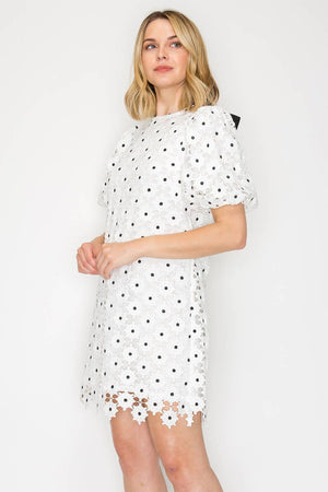 Daisy Polka Dot Lace Mini Dress