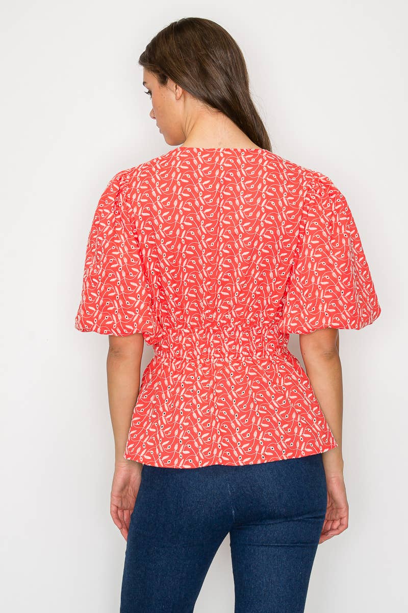 Coral Cotton Embroidery Top