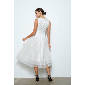 Pearl Embellished Tulle Midi Dress
