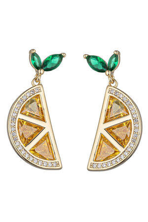 Lemon wedge CZ Drop Earrings