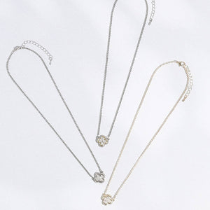 Clover CZ Pave Pendant Chain Necklace