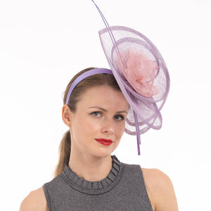 2Tone Sinamay Fascinator With 2 Quill Stick Feathers