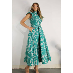 Embossed Print Midi Dress