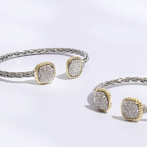 CZ Square Edge Designed Braided Bangle Bracelet