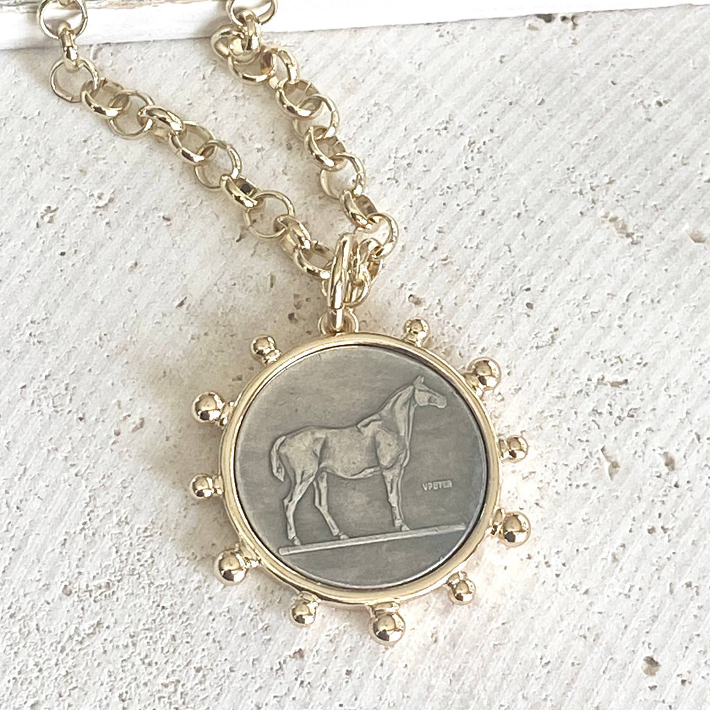 Gold Horse Coin Chain Necklace