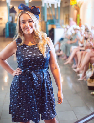 All Out Blue Horse Racing Flare Dress, Large All Out Blue Horse Racing Flare Dress, Large