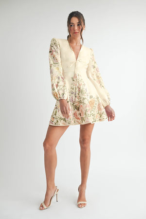 Floral Long Sleeve Mini Dress