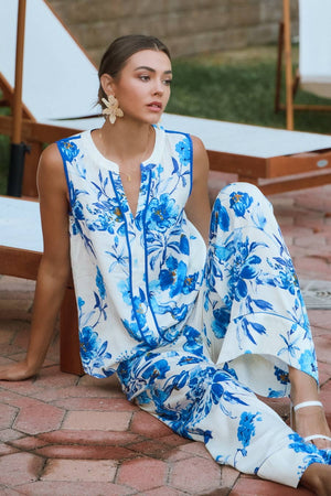Floral Crushed Satin Sleeveless Top